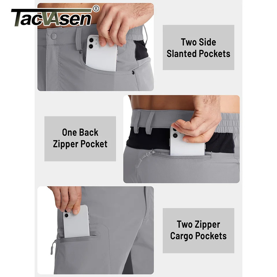TACVASEN Quick Dry Cargo Shorts Mens Light Work Cargo Shorts Multi Pocket Waterproof Outdoor Hiking Fishing Shorts Mens 241210