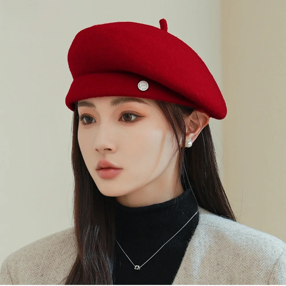 Perfect solid wool felt fabric Beanies beret retro pography fancy hat makeup fashion modern women 241210