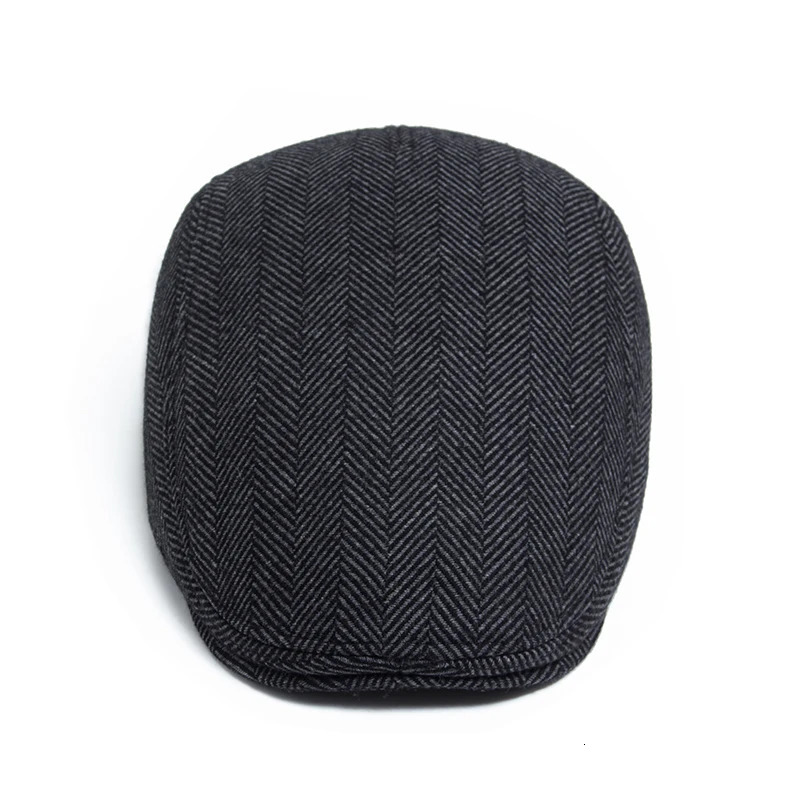 Wool Vintage Beret Men Winter Plus Velvet Warm Flat Hat Casual Berets Retro Fashion sboy Cap Mens Double Breasted Adjustable 241214