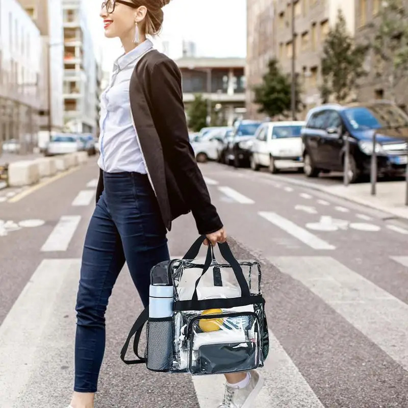 Transparent shopping bag stadium approved transparent PVC handbag with handle transparent handbag wallet used for work beach 241212