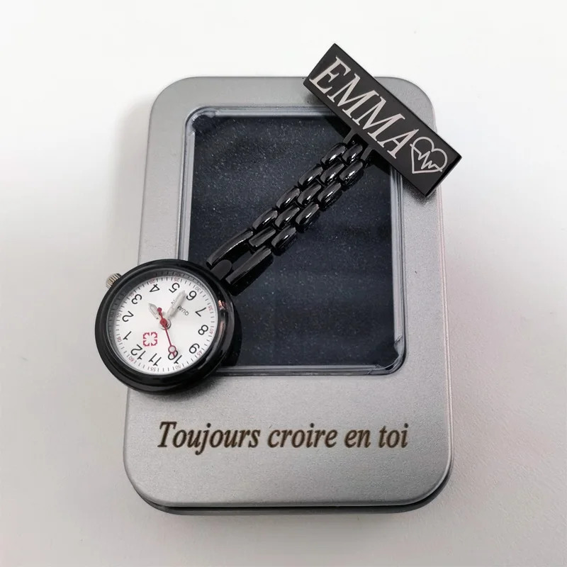 Personalized Carving of Your Name Midway Doctor Customized Clock Hospital Healthcare Pocket FOB Nurse Watch 241212