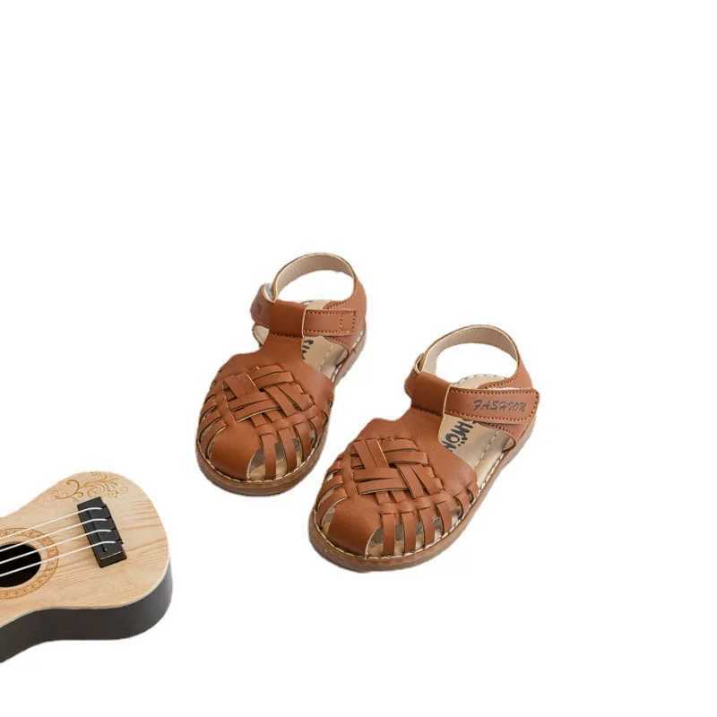 Sandals Toddler Sandals Boys Girls Cut outs Leather Shoes 2022 Summer Brand New Gladiator Sandals Weave Baby Girl Beach Shoes Boy F04245 H241213