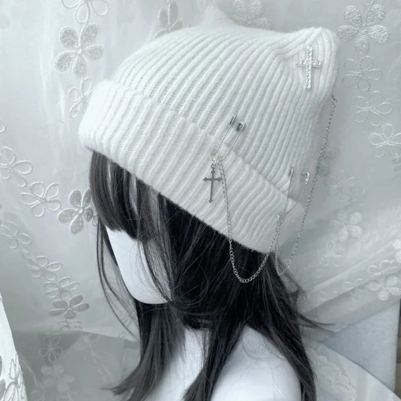 Womens Knitted Bean Hat Y2K Cat Ear Hat Womens Knitted Bean Hat Womens Knitted Bean Hat 241205