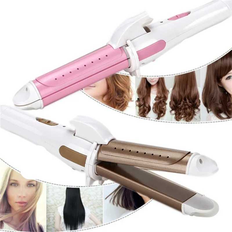 Professional Multi functional 3-in-1 Gold Ceramic Curler Iron Straightener Hot Curler Styling Tool W241214
