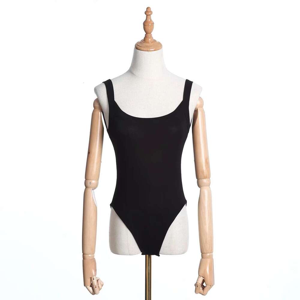 European and American INS elastic slim sexy big backless solid color tank top women's summer wide edge tight bottom jumpsuit 2024 new casual vers