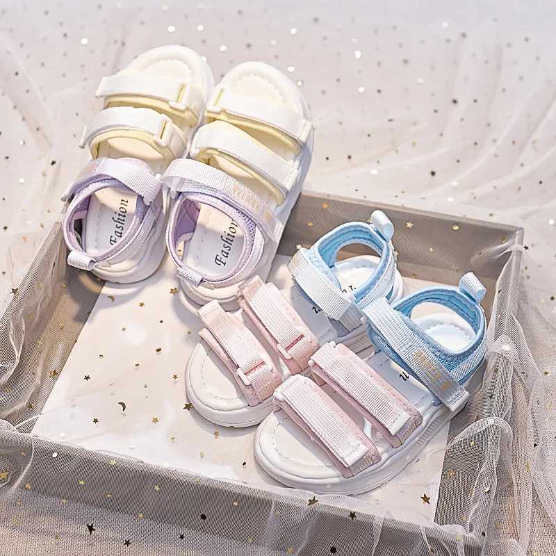 Sandals 2024 Size 27-36 Summer Baby Sandals Gradient Boys Beach Shoes Kids Girls Sport Sandals Children Candy Color Student Shoes H05252 H241213