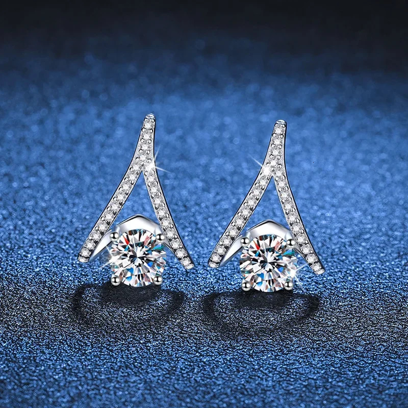 Certified 2CTTW D Color Stud Earring for Women Sparkling High Quality Lab Diamond Jewelry 925 Sterling Silver 241214