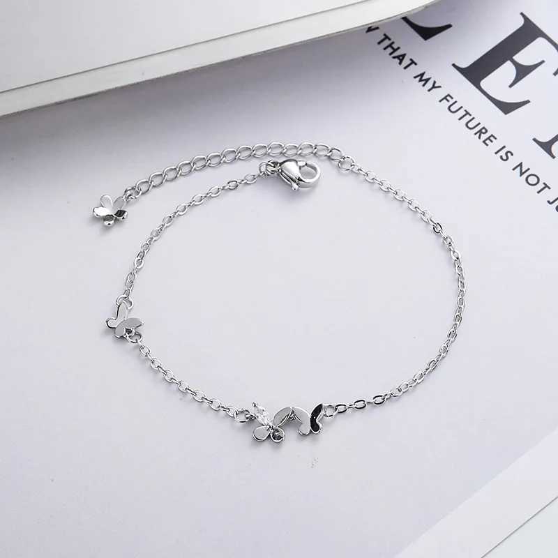 VENTFILLE 925 Silver Diamond-Studded Butterfly Bracelet Womens Fashion Temperament Flower Adjustable BraceletXJ241214