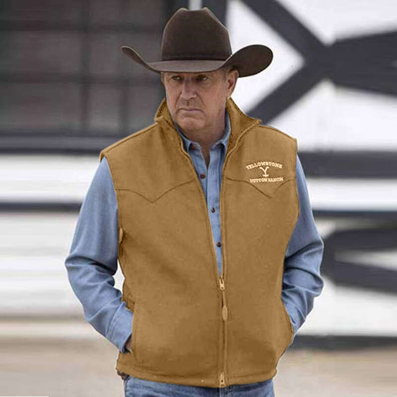 New Western Style Men's Coat With Embroidered Pattern Casual Vest That Can Be Worn All Seasons In Europe And America