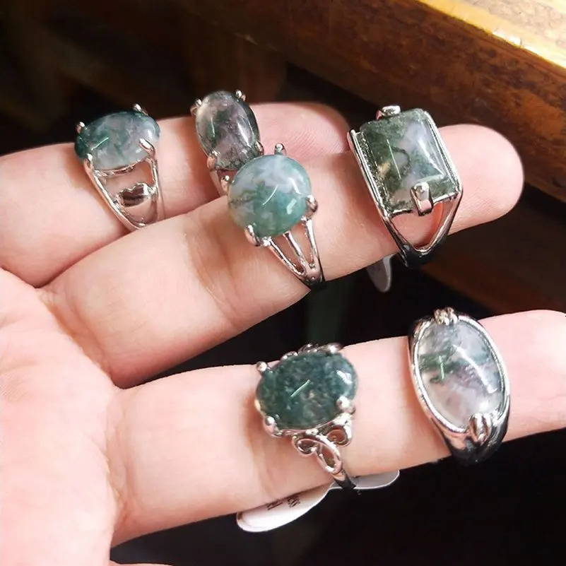 10pcs Mixed Fashion Natural Stone Rings For Women Girl Simple Vintage Finger Rings Accessories Bohemian Jewelry Wholesale 241214