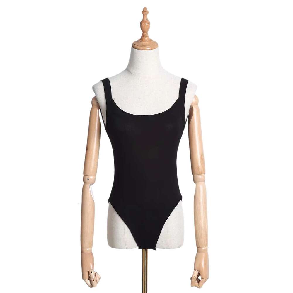 European and American INS elastic slim sexy big backless solid color tank top women's summer wide edge tight bottom jumpsuit 2024 new casual vers
