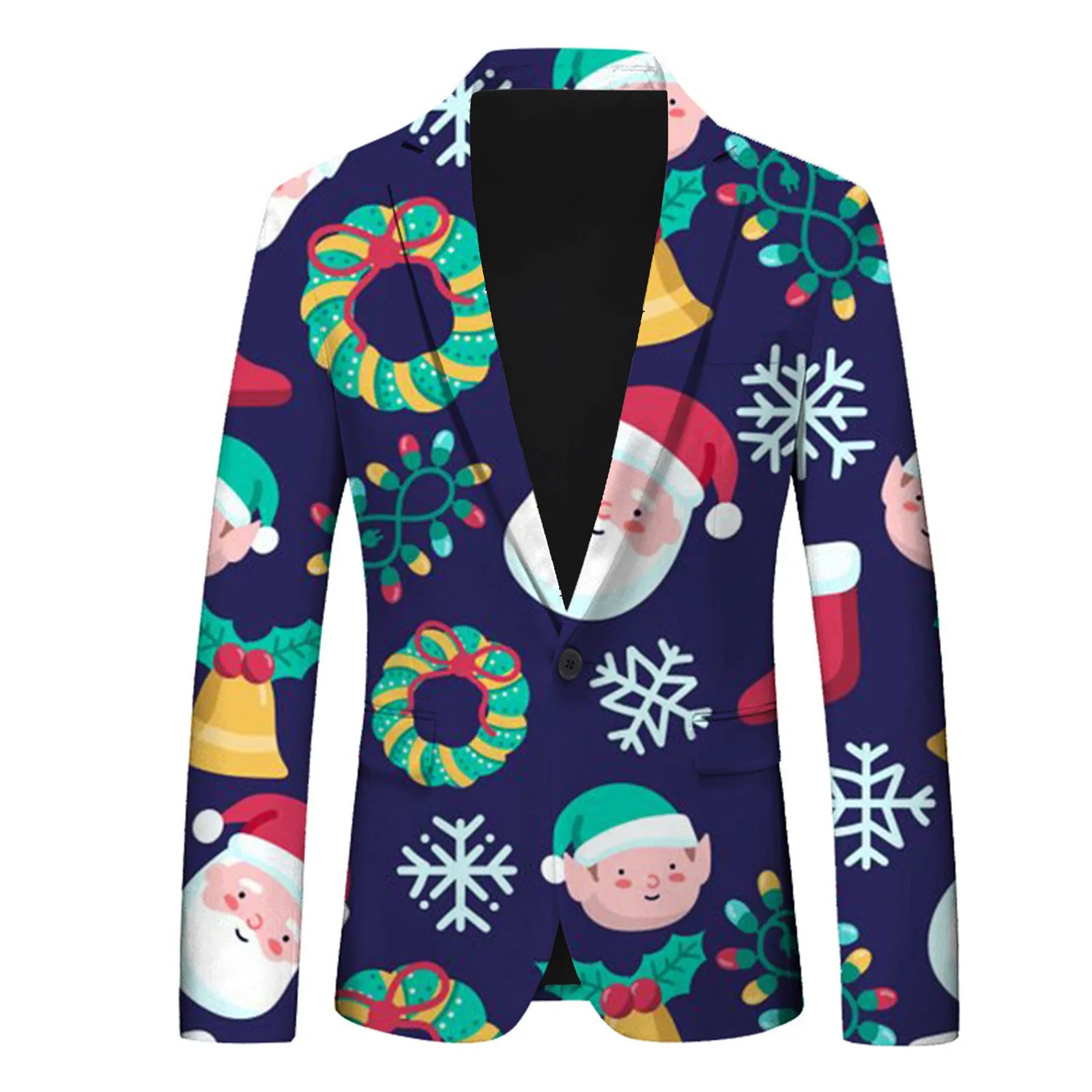 Fashion Santa Claus Print Suit Jacket MenS Christmas Coat Autumn Winter Men Blazer Jackets For Party 241211