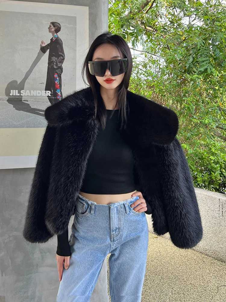 Zadorin Preppy Style Luxury Warm Artificial Fur Coat Womens Big Neck Short Fluffy Artificial Fur Leather Jacket Winter Clothing Women 2024 X241214