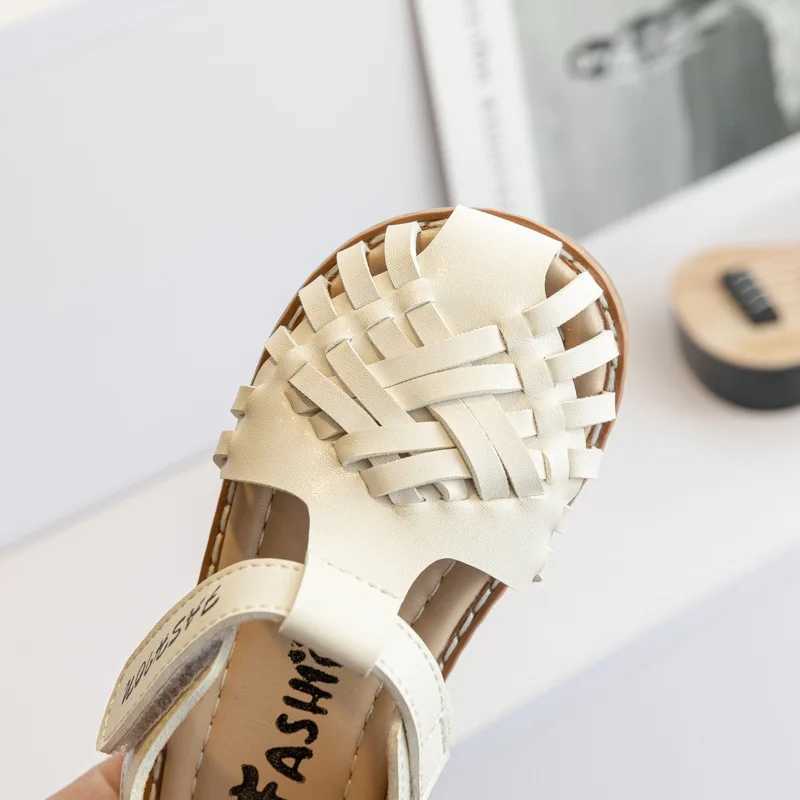 Sandals Toddler Sandals Boys Girls Cut outs Leather Shoes 2022 Summer Brand New Gladiator Sandals Weave Baby Girl Beach Shoes Boy F04245 H241213
