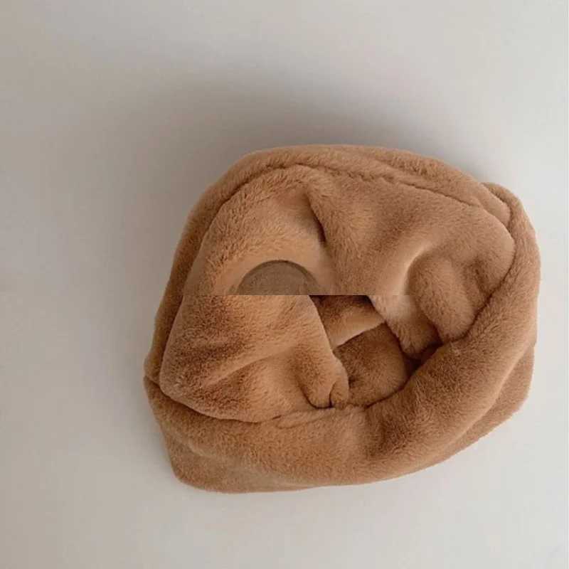 Winter baby hat one-piece artificial fur childrens hat hooded scarf bear ear warm neck ear hat W241213