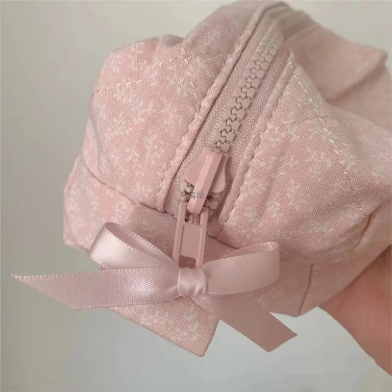 Floral print pink sweet storage bag womens mini bag solid zipper cute makeup bag rectangular student pencil bag fashionable coin wallet 241212