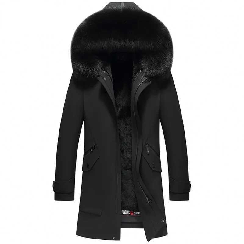 2024 Winter Mens Fur Coat Hooded Fox Fur Collar Parka Male Warm Thick Cross Mink Fur Liner Parka Plus Size 5XL Jackets Gmm654 W241213
