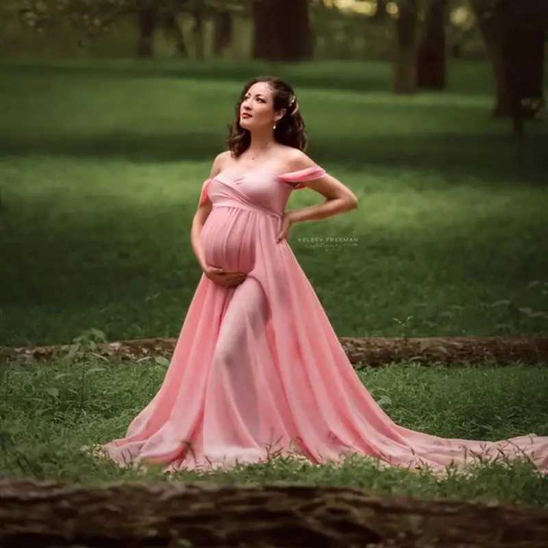 Lace Materni Dress Photography Photo trailing short sleeve maxi dress Pregnant Women Clothes Pregnancy Dress for Photo ShootXJ241213