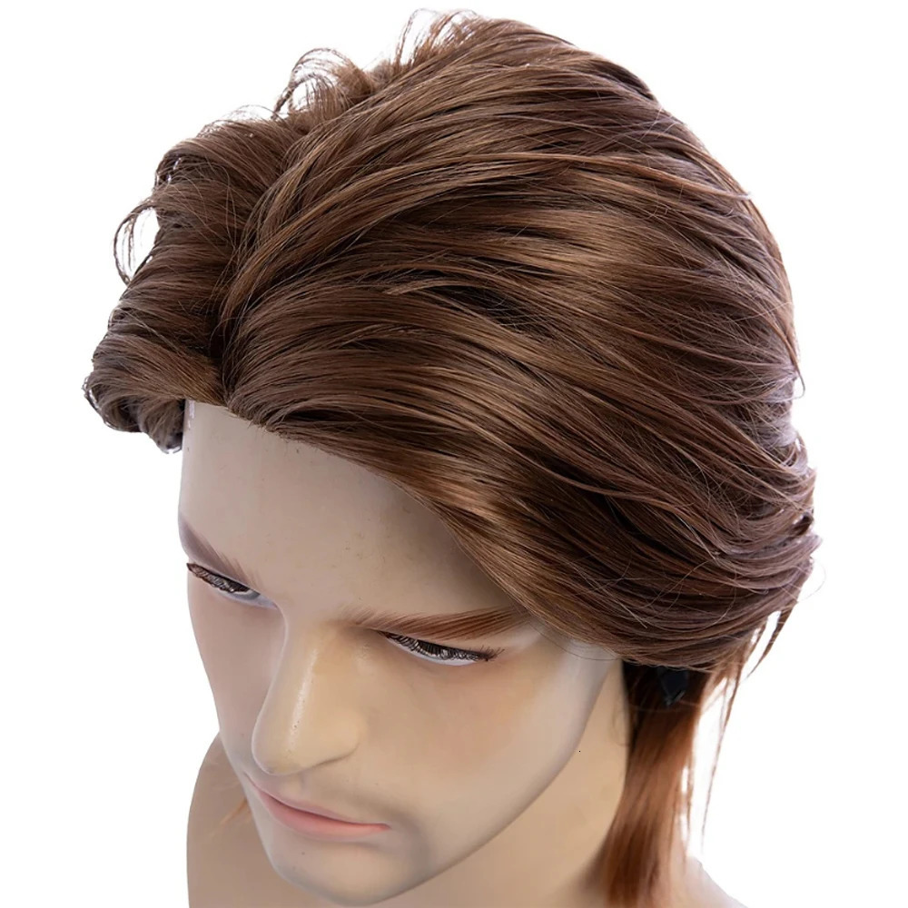 HAIRJOY Men Brown Wig Short Straight Synthetic Hair Halloween Cosplay Costume Party Wigs 241213