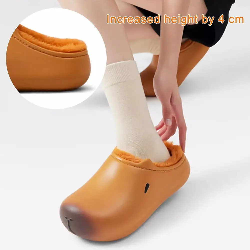 Cute Cartoon Capybara Cotton Slippers Half Wrap Heel Home Soft Nonslip Warm Breathable Indoor Plush Shoes Winter 241214