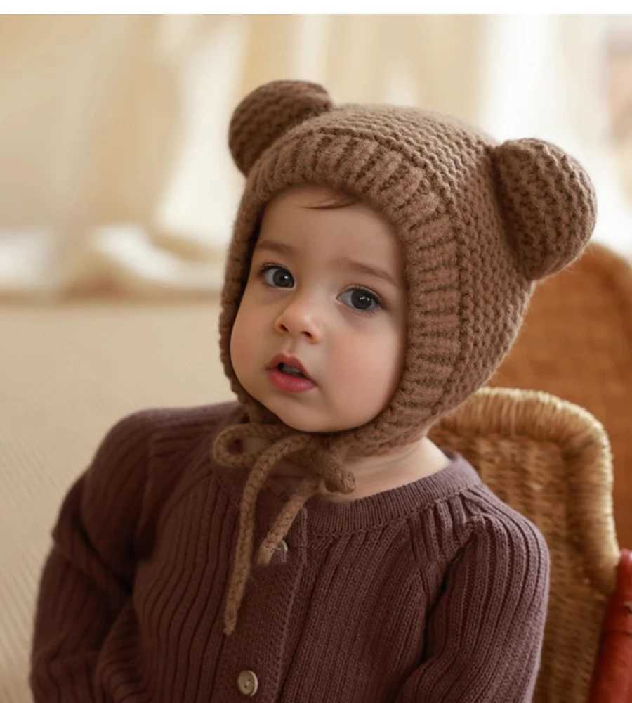 Winter and Winter Baby Wool Gauze Hat Boys Knitted Hat Girls Ear Protection Children Warm Cute W241213