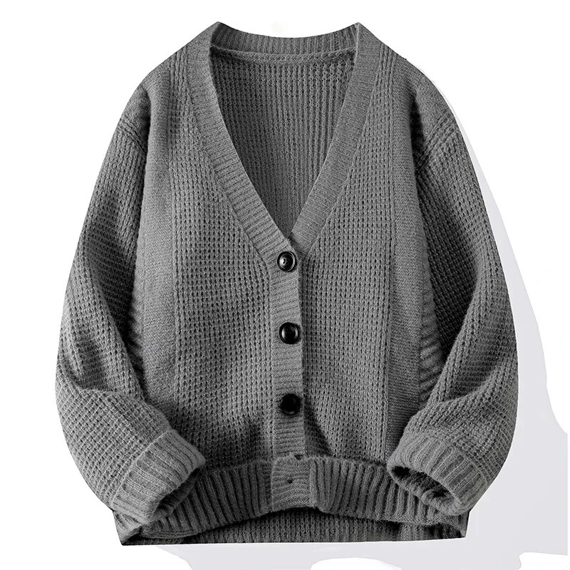 Autumn and Winter Mens Cardigan Vneck Fashion Sweater with Thick Long Sleeves Outside Comfortable Warm 241213