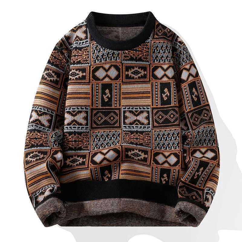 High Quality Mens Fashion Stripe Pattern Sweater Autumn/Winter Loose Knitted Mens Sweater Youth Thick Warm Wool Zipper S-6XL T241214