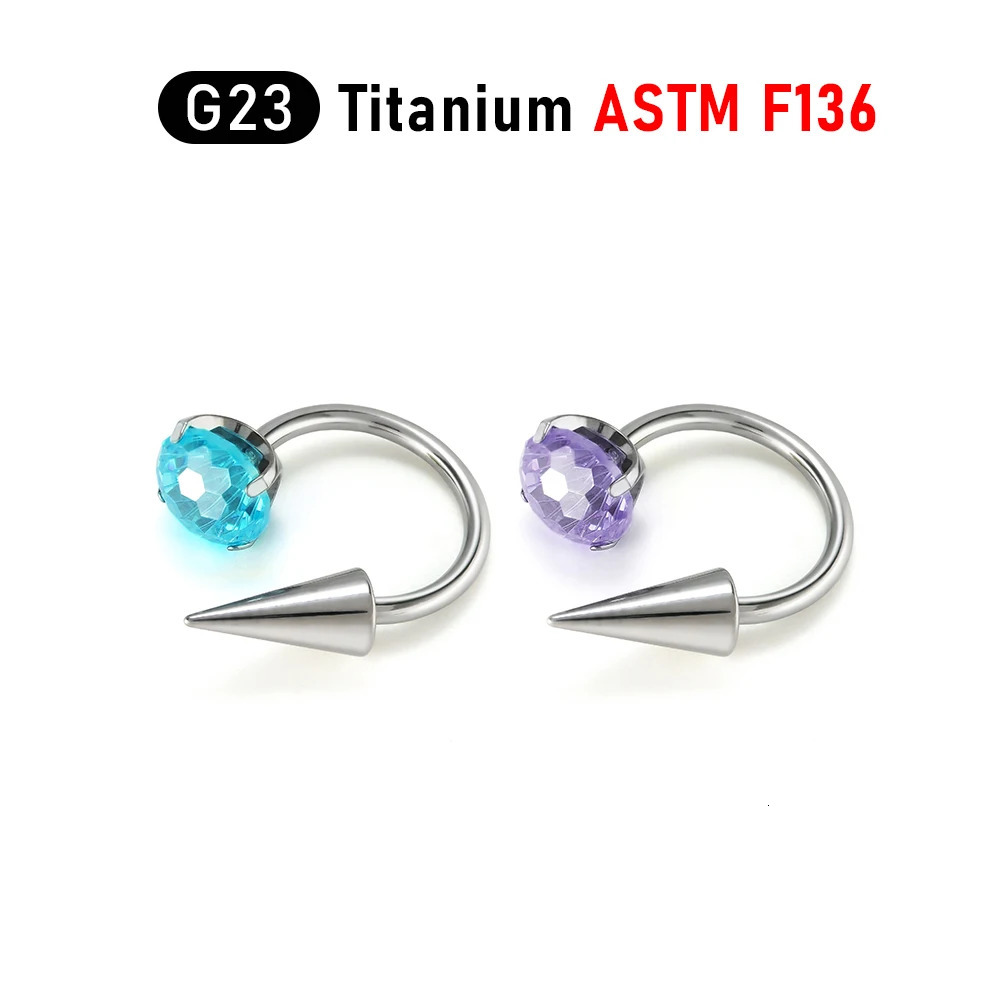 G23 Ear CZ Zircon Stone Lip Stud Labre Internally Thread Nasal nail Cartilage Piercing Jewelry 241214