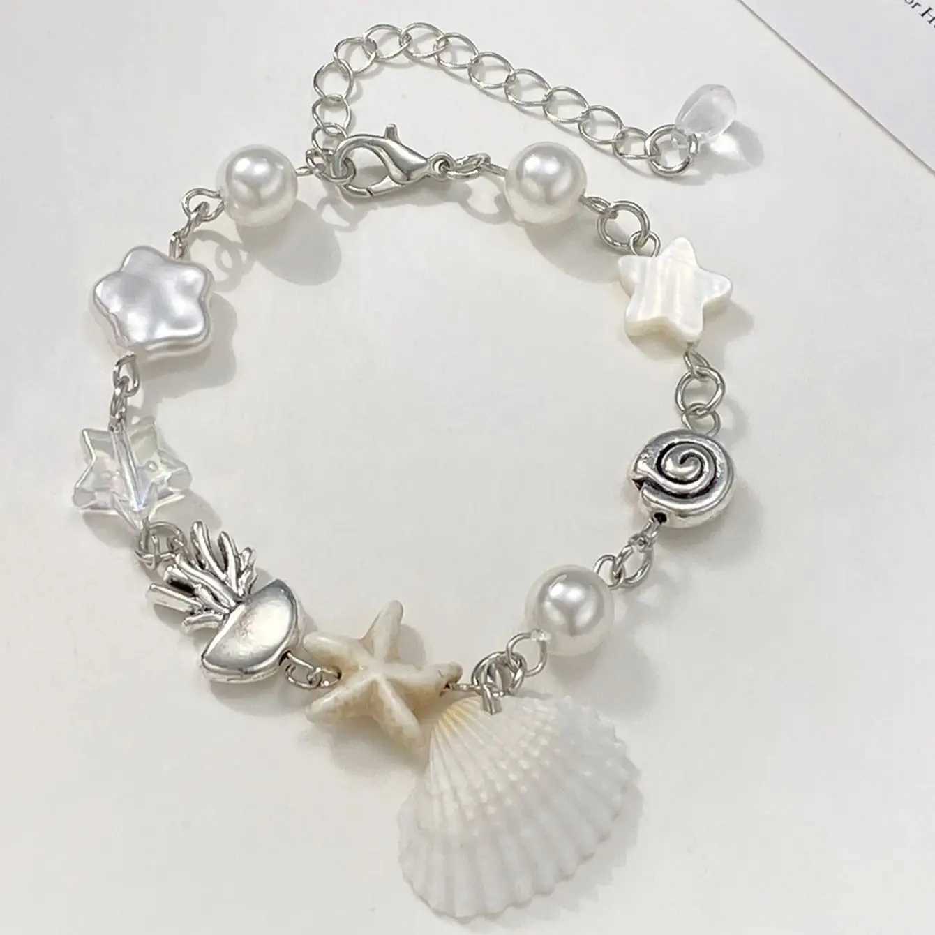 One Piece Fashion Exquisite Envelope Sterry Star Bow Y2K Flower Silver Colour Bracelet Woman Party Gift DailyXJ241214