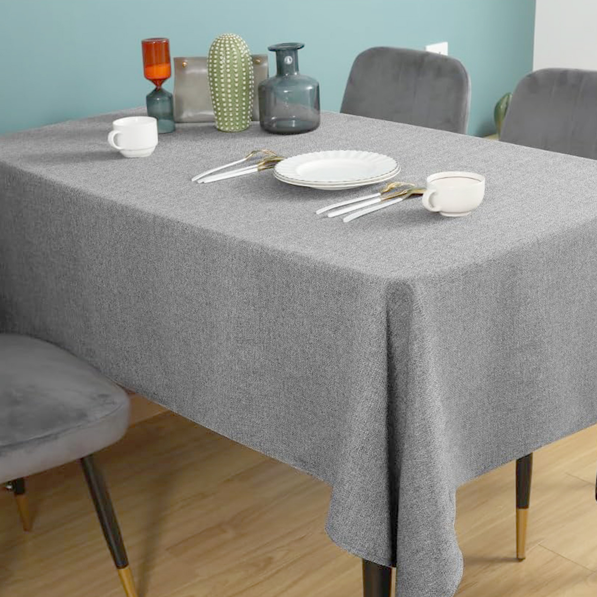 Natural Linen Cotton and Linen Rectangular Tablecloth Household Soft Waterproof and Anti-fouling Solid Color Simple Fabric Tablecloth a-1