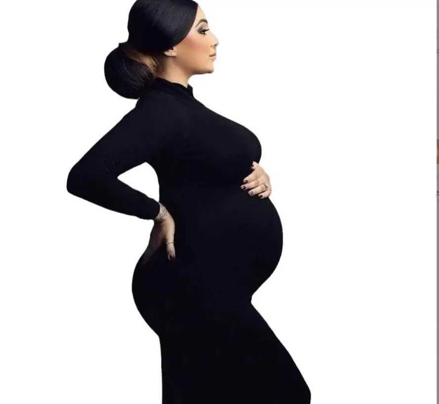 New Materni White Long Sleeve Dresses ForPhoto Shoot Dress Women Par Photography Pregnant Dresses High neck materni dressXJ241213