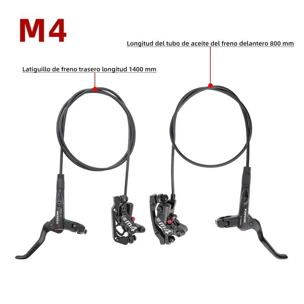 MEROCA 4-piston hydraulic brake kit with silicone protective cover for front and rear brakes 800mm/1400mm bicycle disc brake W241214