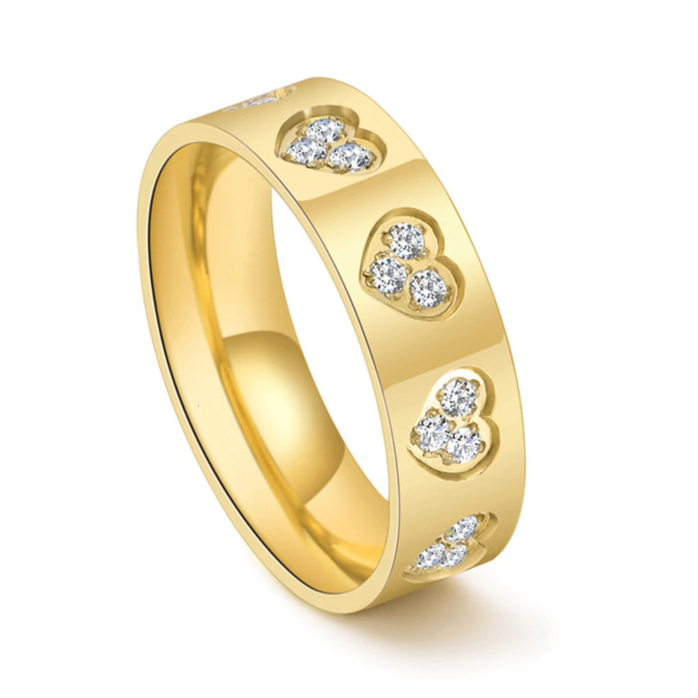 Korean Style Men And Women Love Inlaid White Stone Steel Ring Personality Simple Couple Jewelry Rings 241213
