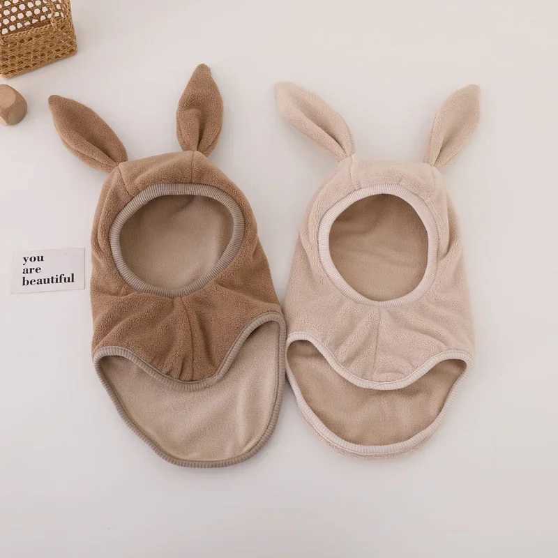 Winter Warm Rabbit Ear Baby One-Piece Hat for Boys Girls Kids Ear Protection Cap Outdoor Windproof Hood Beanies Balaclava Hat W241213