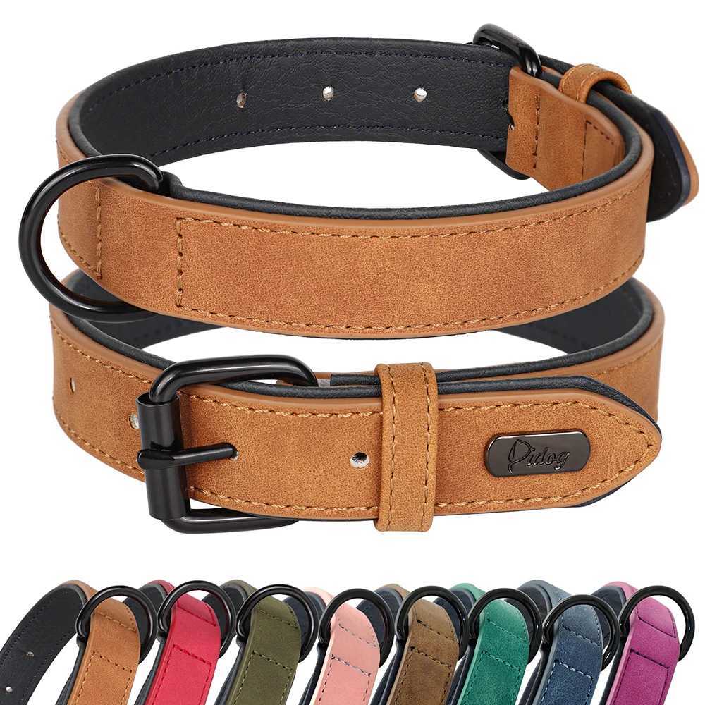 Dog Harnesses Large Dog Collar Soft Padded Dog Collars Durable Real Leather Pet Necklace Collar for Big Dogs Rottweiler Labrador Pitbull H250217