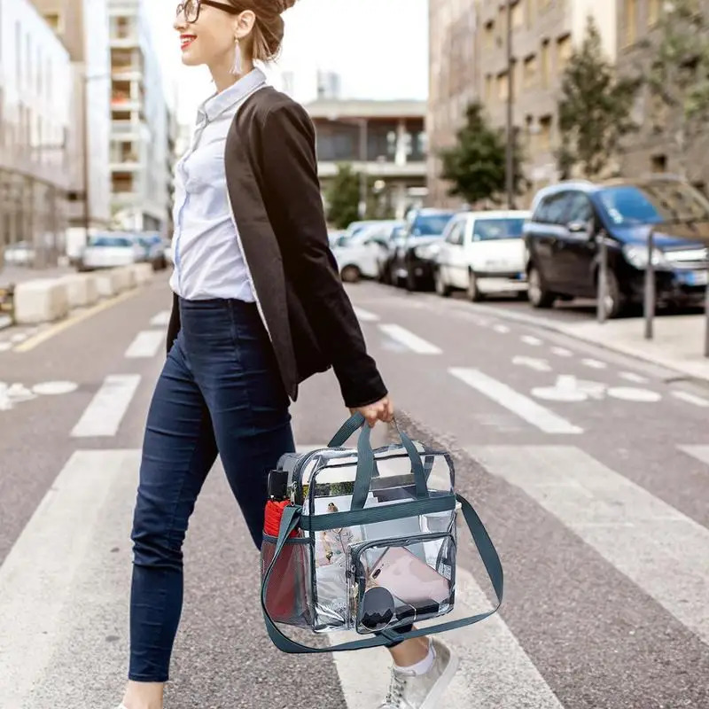 Transparent shopping bag stadium approved transparent PVC handbag with handle transparent handbag wallet used for work beach 241212