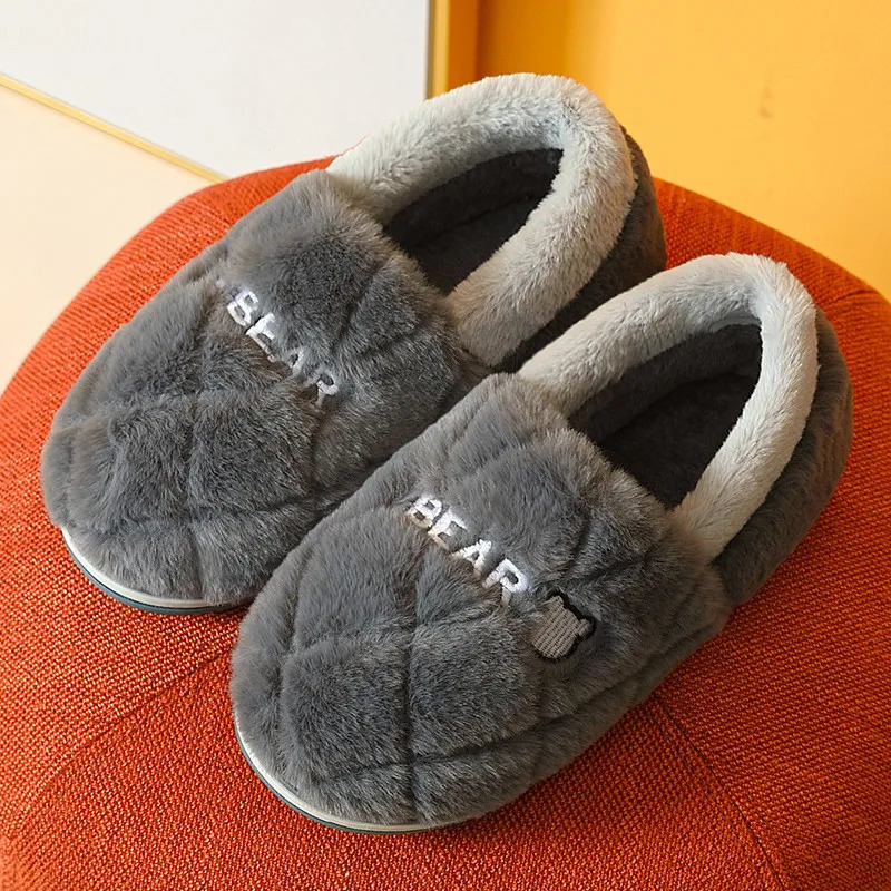 Big Size 48 49 Men Home Slippers Winter Warm Plush Slides Couples Indoor Flats Antislip Bedroom Shoes Women Autumn Furry 241214