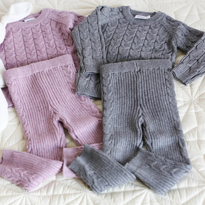 Baby Boys Girls Clothing Sets Fall Winter Sweater Pants Infant Boys Knit Tracksuits Toddler Girls Boys Suit Hoodies Pants Set 241213