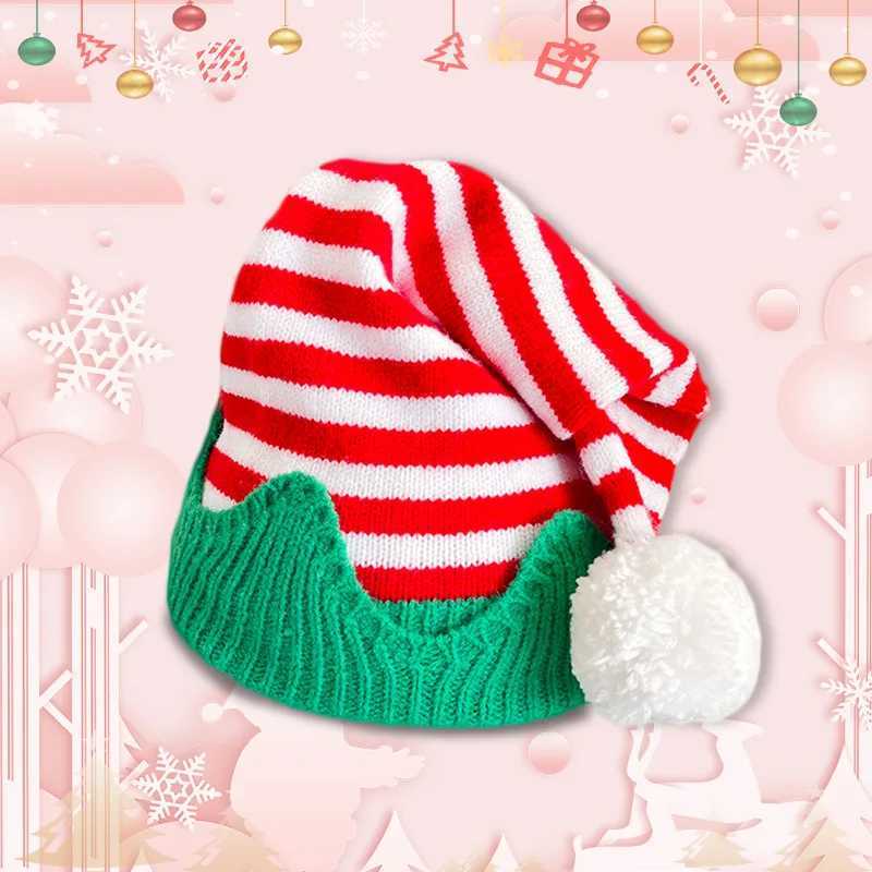 Christmas Knitted Hat Children Adults Striped Elf Hat Christmas Bean Hat Christmas Holiday Park Winter Hat W241213