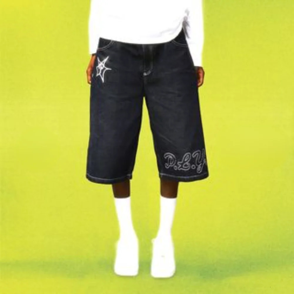 Y2k shorts mens Harajuku hiphop oversized pocket denim gym 2023 summer punk rock gothic basketball 241211