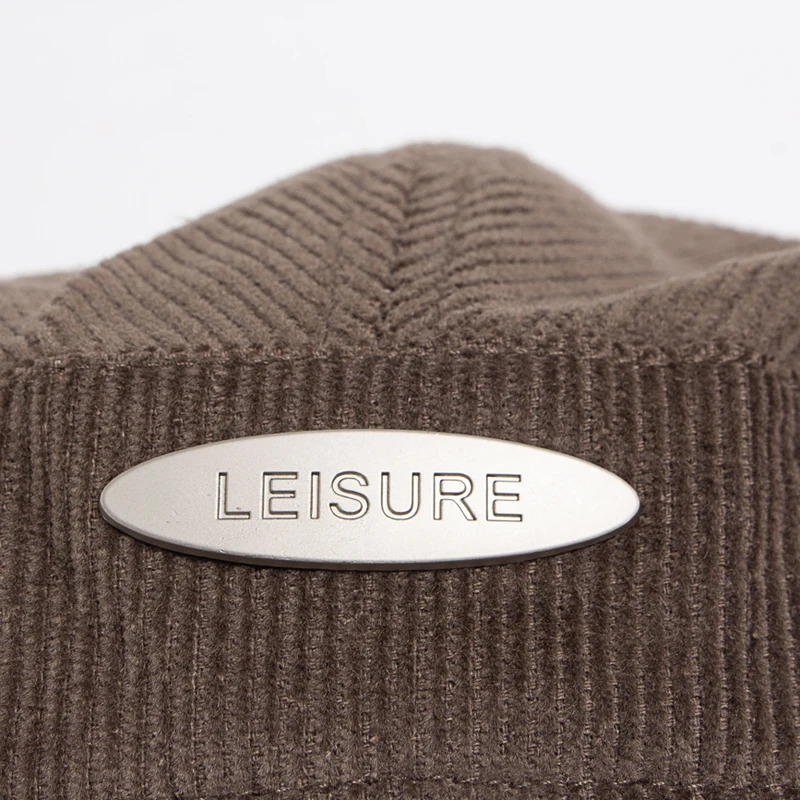 Mens Fashion Corduroy Beret Spring Autumn Thick Warm Womens Flat Hat Retro Casual s Neutral Front Back Wear 241210
