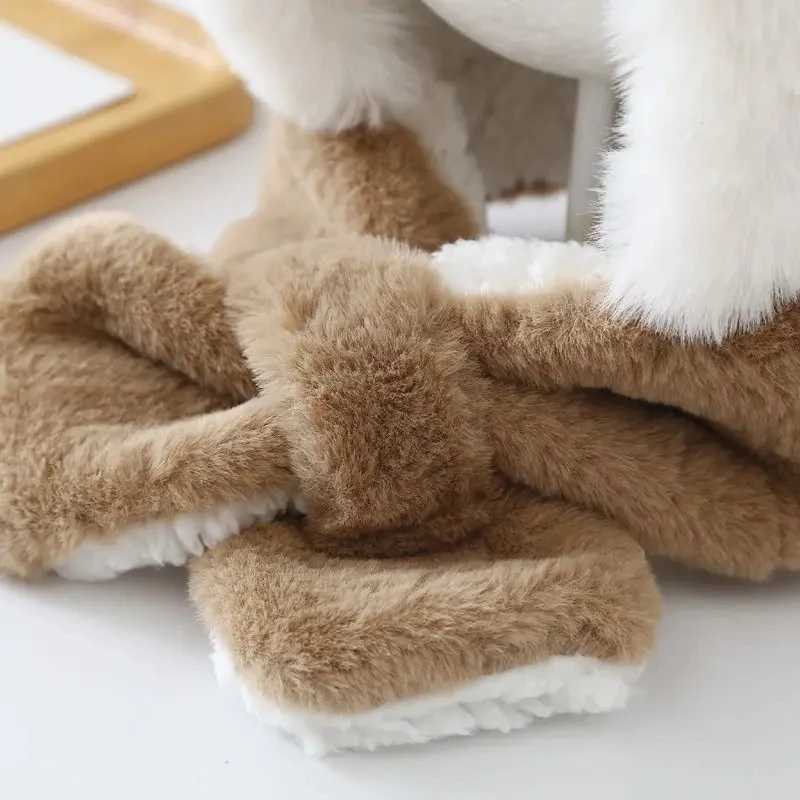 Winter childrens hats boys and girls deer scarves one-piece artificial fur childrens hats thick childrens earrings cute Christmas gifts W241213