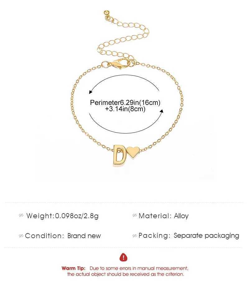 Fashion 26 English Letter Bracelet Womens Heart Metal Jewelry Holiday GiftsXJ241214