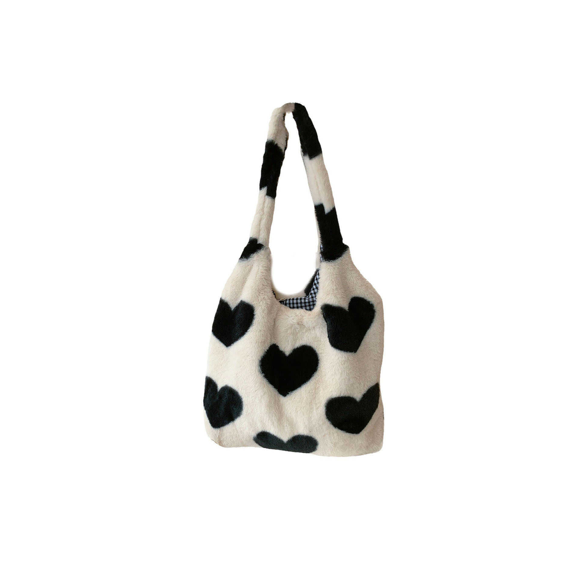 210281 Autumn and Winter New Plush Love Tote Bag Womens One Shoulder Large Capacity Tank Top Bag Korean Fashion