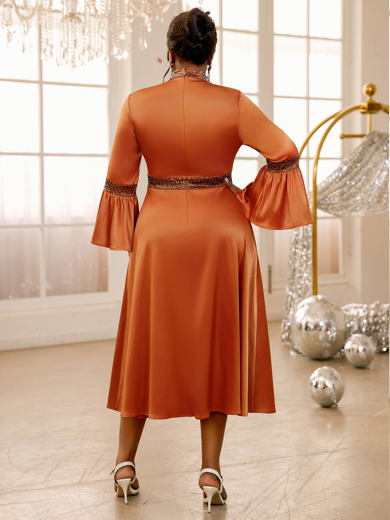 New Product: Basic Casual Plus Size Dress Women's Designer Dress Elegant Flared Sleeves Formal Dress Kardashian Style