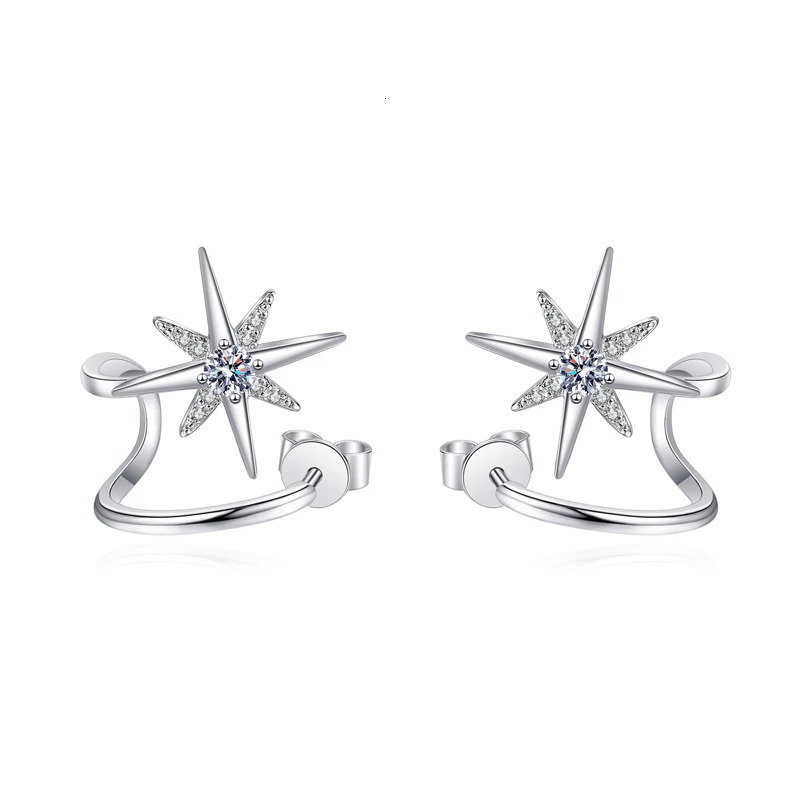 Na Ins 925 Sterling Silver 6 Point Stud Earrings Women D Color VVS 0.28ct Earrings Fine Jewelry Drop 241214