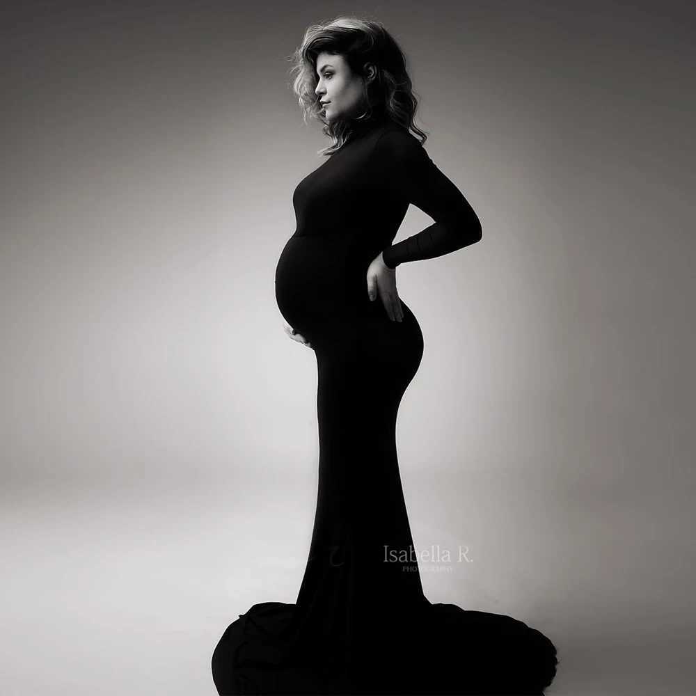 Materni Photography Gown Sexy Fashionable Black Stretch Cotton Floor Length Dress Baby Showers Pregnancyphoto Shoot CostumeXJ241213