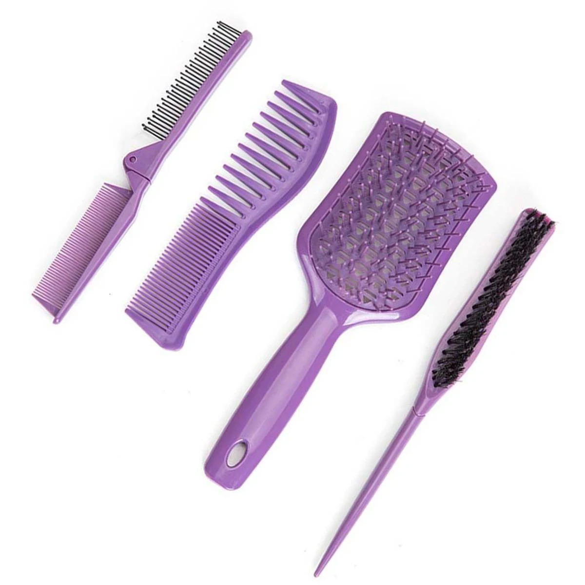 Purple Combs Set Wide Teeth Scalp Massage Comb Air Cushion Combs Folding Comb Hair Brush Women Hairdressing Tool Pointed Comb 241213