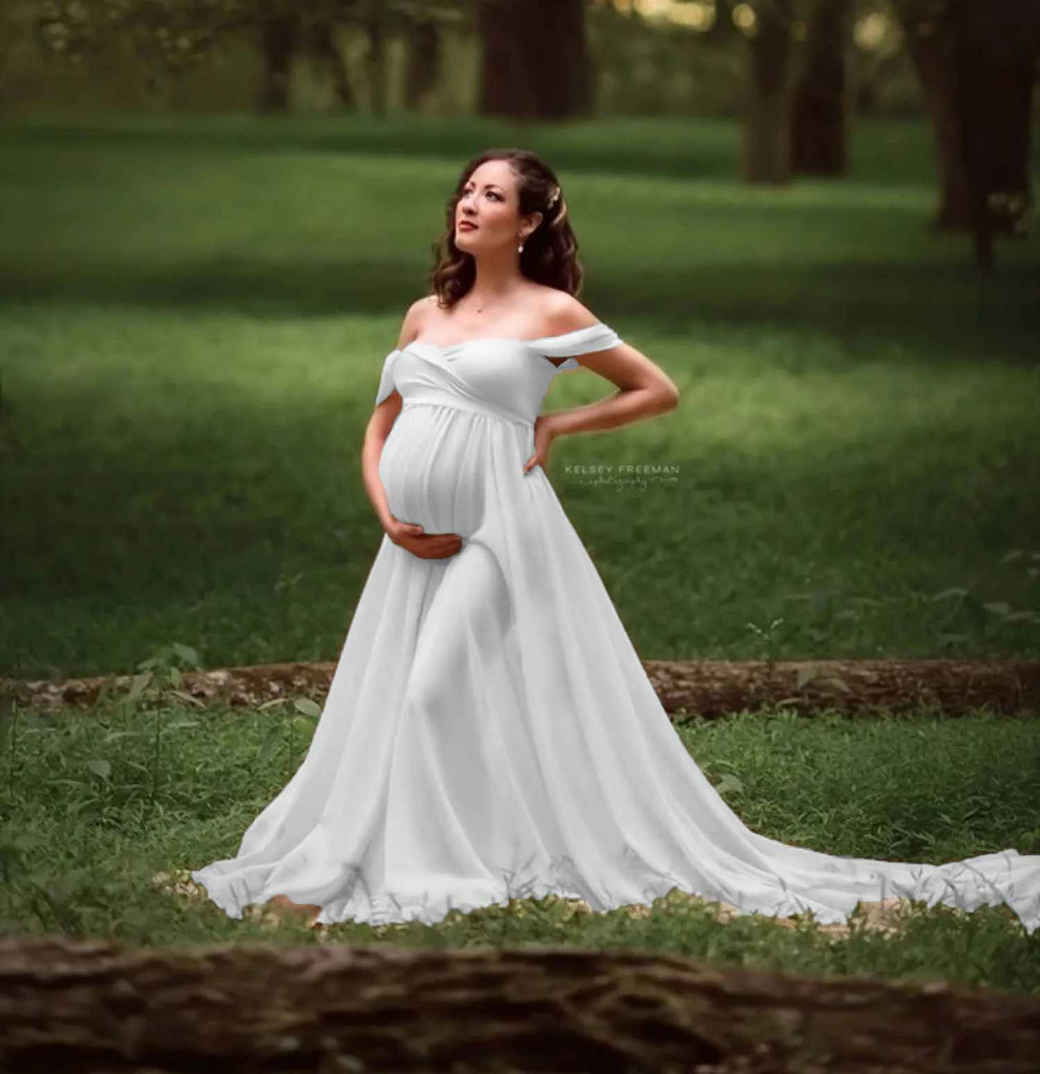 Lace Materni Dress Photography Photo trailing short sleeve maxi dress Pregnant Women Clothes Pregnancy Dress for Photo ShootXJ241213