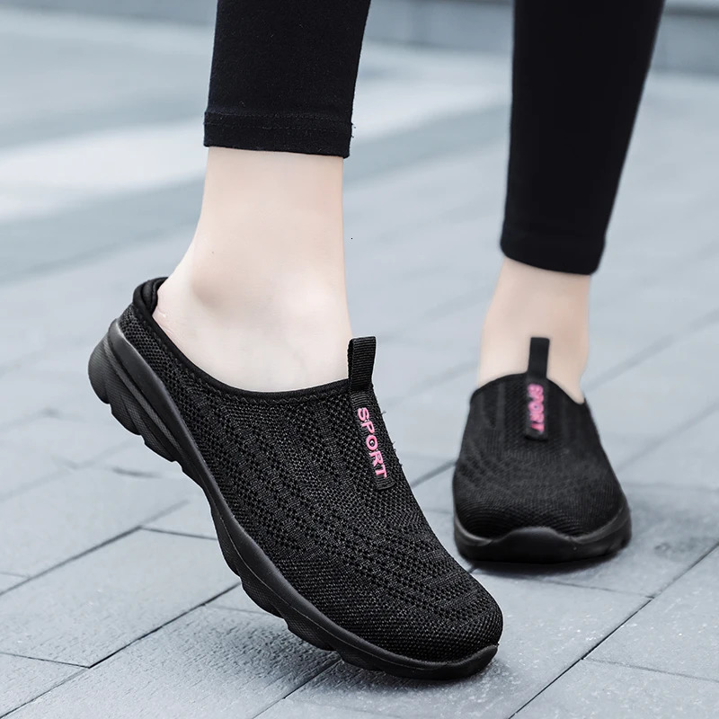 Breathable Light Women Shoes Casual Half Slippers Outdoor Flats Zapatos De Mujer Plus Size Quality for Woman 241214